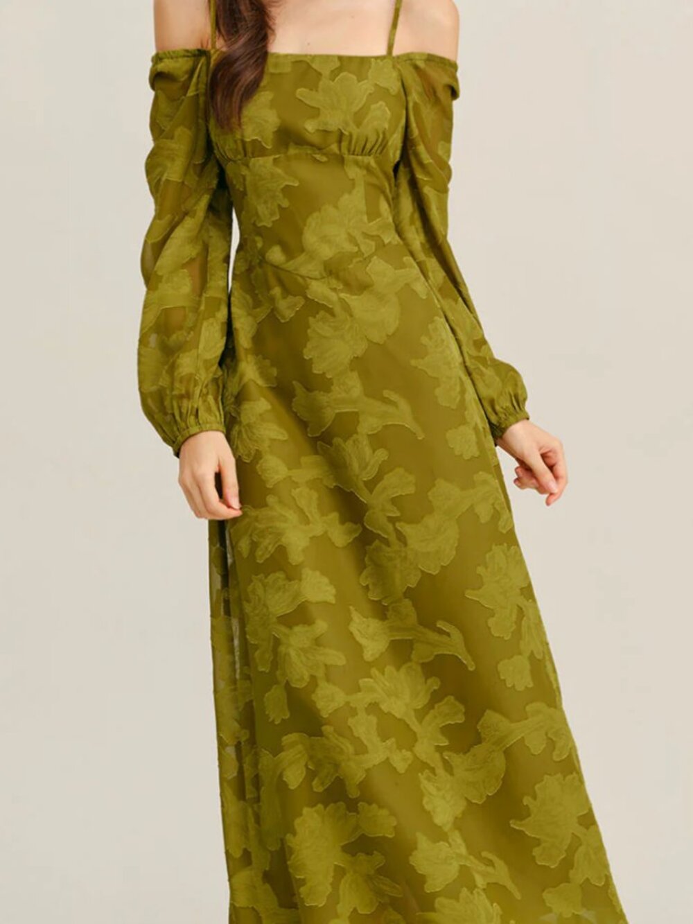 NWT RIHOAS Green Floral Square Neck A-Line Maxi Dress (Fits US S–M)